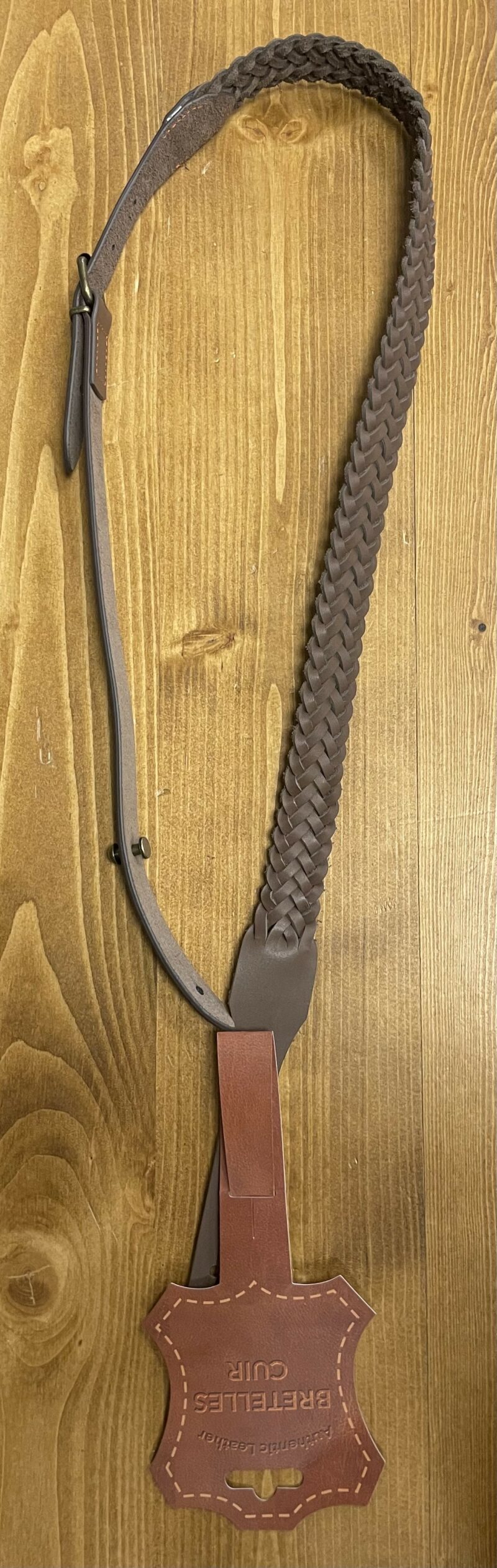 Bretelles tressee en cuir marron